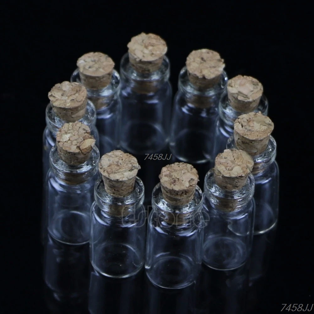 Glass Bottles Mini Glass Bottles 10pcs Small Empty Clear Glass Bottle Vials With Cork Storage Craft 0.5ml 10*18mm G03