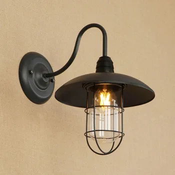 

DOXA American Iron Wall Lamp Black Retro Wall Light Round Luminaria Bar Cafe Lampara Pared Vintage Industrial Lighting Fixtures
