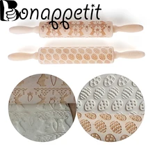 1 шт. счастливое пасхальное яйцо кролик узор тисненая скалка для выпечки печенья лапша помадка торт тесто выгравированный ролик кондитерский инструмент