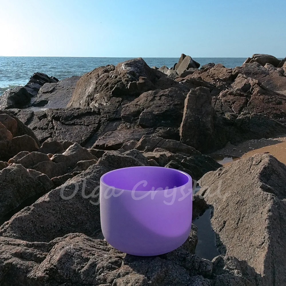 

8 Inch B Crown 440hz 432hz Purple Chakra Quartz Crystal Singing Bowl