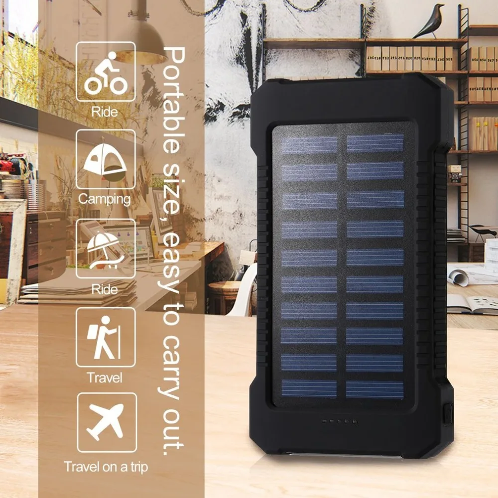 Portable Solar Power Bank 30000mah Waterproof External Battery Backup Powerbank 30000 mah Phone Battery Charger LED Pover Bank