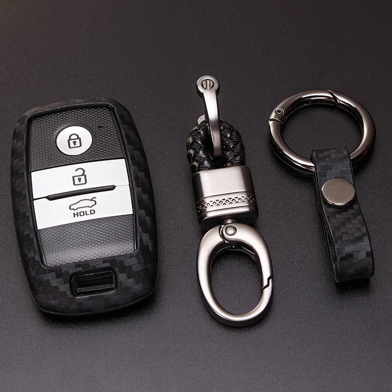 Модель углеродного волокна автомобиль ключ чехол для Kia Rio 3 4 Патриот K2 Cerato K3 Sportage Ceed Picanto кольцо для ключей Fob аксессуары