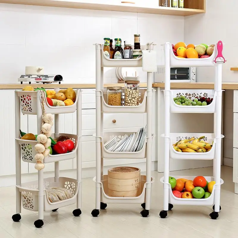 

High Quality 3/4 layers Home Storage Shelf Holder for Kitchen Vegetable Fruit Organizer Dinning Room Toys Storage Racks