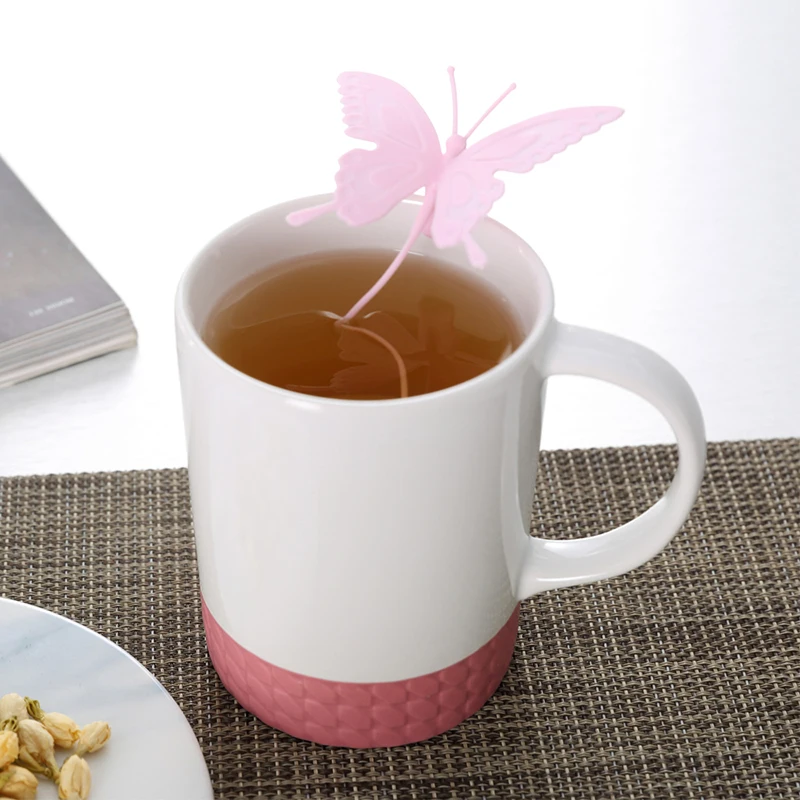 Нетоксичный заварочный милый фильтр ситечко для чая силиконовый чайный пакетик многоразовый безопасный кофе модный - Цвет: Pink