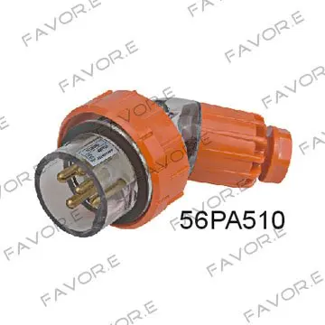 

*10A 3 phase 5pin water proof angled male plug switchgear IP66 56PA510