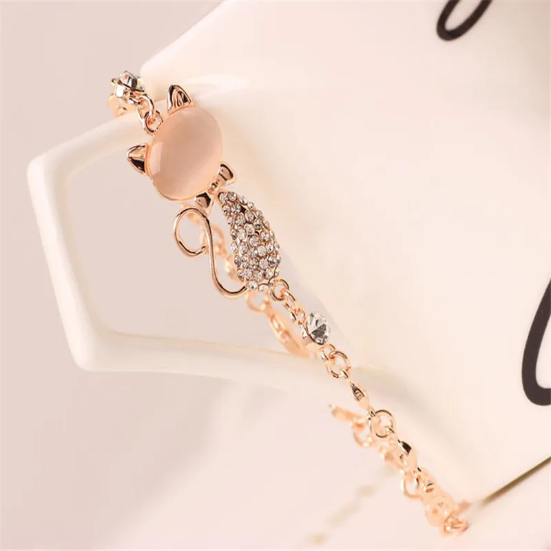 IMucci прекрасный кот кулон браслет для женщин дамы элегантный кристалл опалы Стразы браслет цепочка Ювелирные изделия Аксессуары