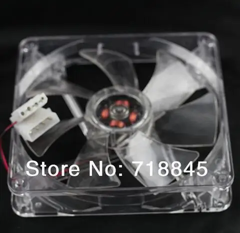 NO LED Прозрачный, красный, синий цвет, яркий, светодиодный, 12 В, 4Pin, 140 мм x 25 мм, вентилятор для ПК, чехол, вентилятор системы охлаждения - Цвет лезвия: NO LED