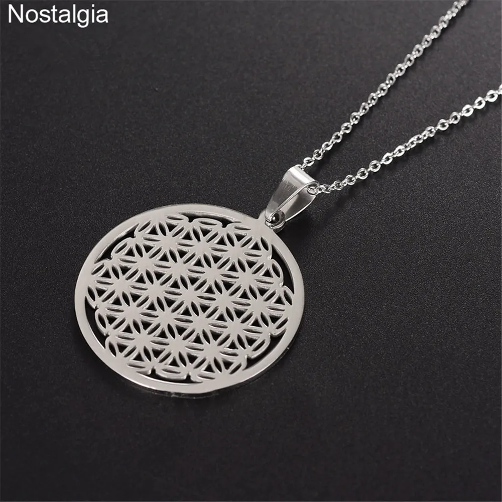 

Nostalgia Stainless Steel Spiritual Flower Of Life Necklace Wicca Pagan Mandala Pendant Sacred Geometry Jewelry Fleur De Vie