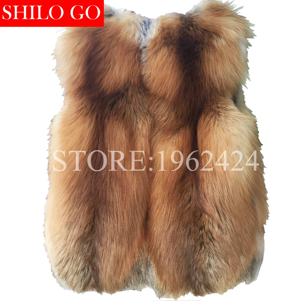 

Plus size Autumn winter new fashion women high quality super warm natural color red fox fur long fur fur vest