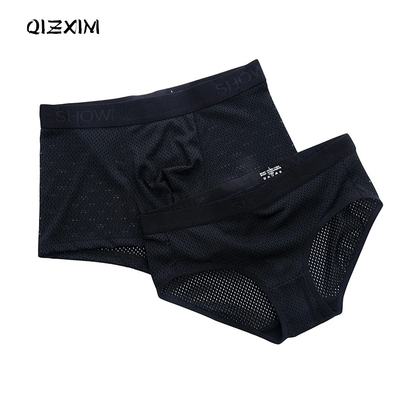 Сексуальные черные сетчатые шелковые трусы QIZXIM для пар мужские влюбленных