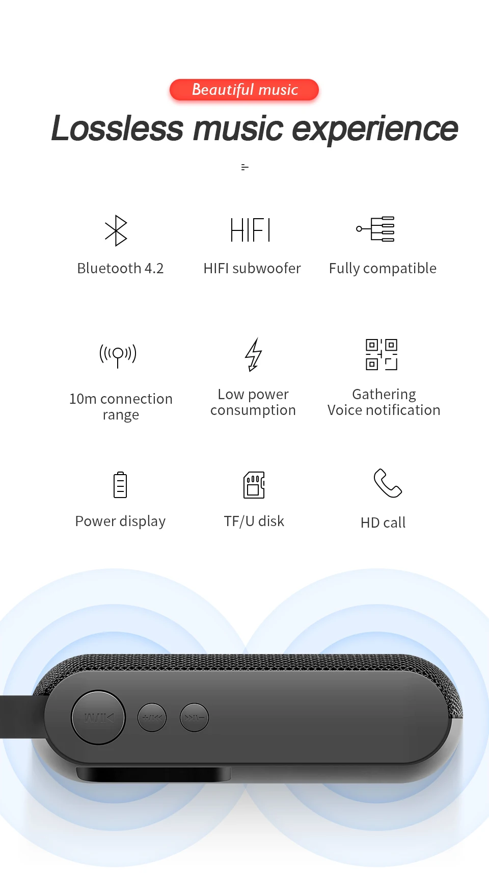 SANLEPUS портативный Bluetooth беспроводной динамик стерео звук с микрофоном TF карта FM радио AUX MP3 Воспроизведение музыки открытый динамик Саундбар