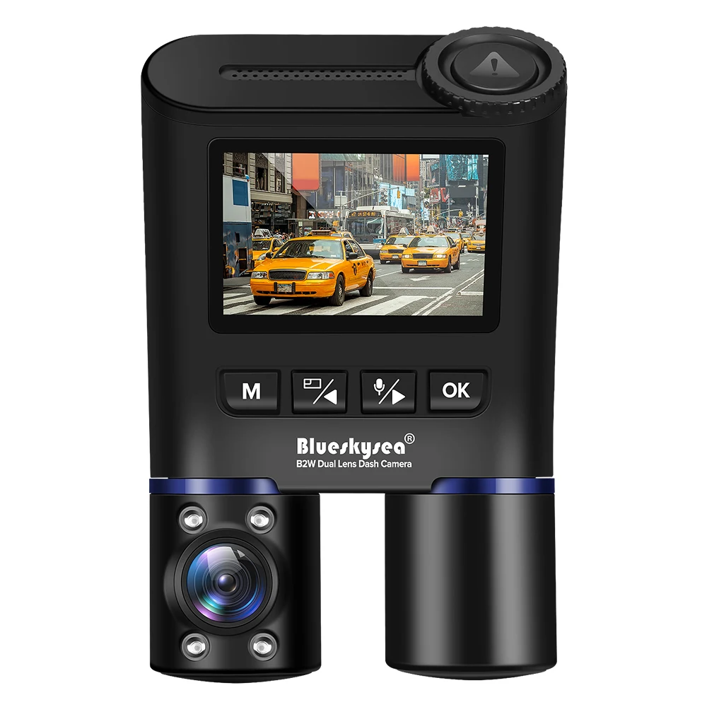 Blueskysea B2W Dual Lens WIFI DashCam for Uber Lyft Taxi Night Vision Car Camera Full HD1080P DVR Recorder Rear View Dash Camera