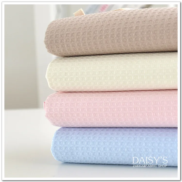 50cm x120cm pink blue waffle cotton Fabri, DIY Bathrobes Handmade Patchwork Clothing Suit for Soft Natural Cotton Agent 240g/m