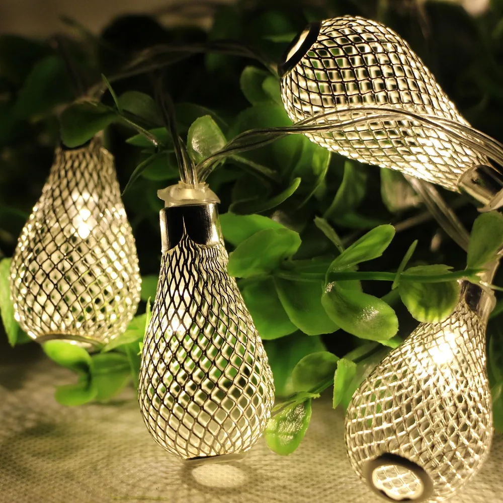 

20 led Metal Hollow Ball LED String Light Garland Christmas Light fairy AA Battery Operation Xmas Wedding Party Room Decoration