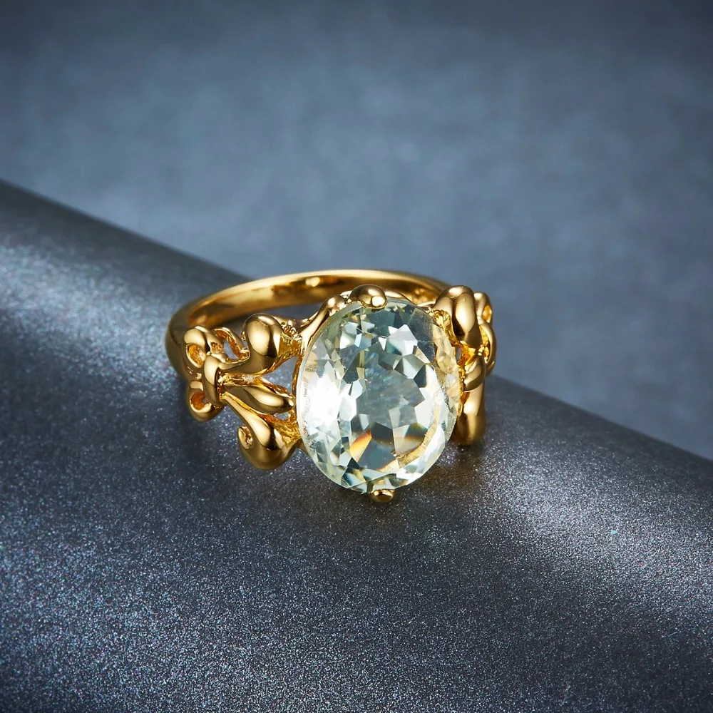 Hutang 4.49ct натуральный аметист женское кольцо 925 пробы Серебряное кольцо желтое золото покрытое зеленым драгоценным камнем изящное элегантное ювелирное изделие Новинка