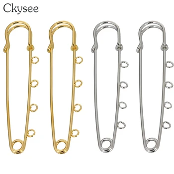 

Ckysee 10Pcs Gold Color Large Metal Brooch Pins With 4/5 Loops 21x90mm Big Safety Pins Brooch Needles For Women Jewelry Findings
