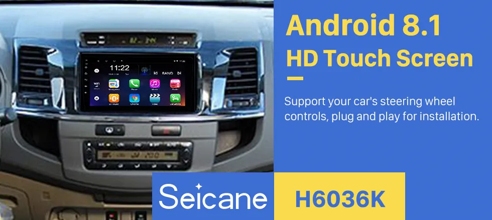 Best Seicane 9 inch Android 8.1 HD Touch Screen Radio GPS Navigation for 2016-2018 Toyota Fortuner Bluetooth Digital TV 3G Wifi DVR 0