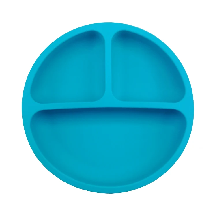 BPA free non slip upset baby silicone Round Shapep separated placemat for kids in one piece placemat