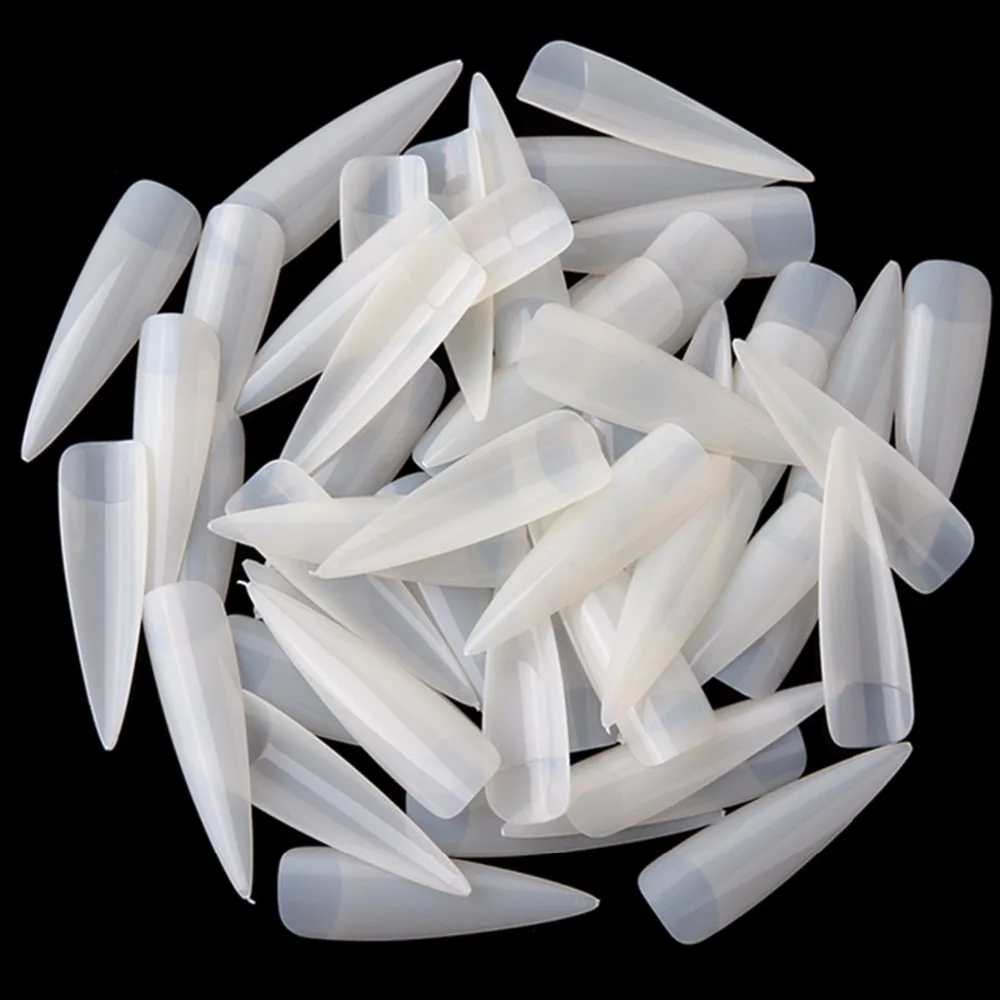 

Makartt 500Pcs Long Stiletto Nails Long Sharp False Nail Art Tips Acrylic Salon White Natural Clear A0508
