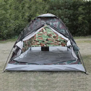 

TOMSHOO 2 Person Camouflage Camping Tent Single Layer Tent Polyester PU1000mm Beach Tent Portable Camping Hiking Outdoor Tent