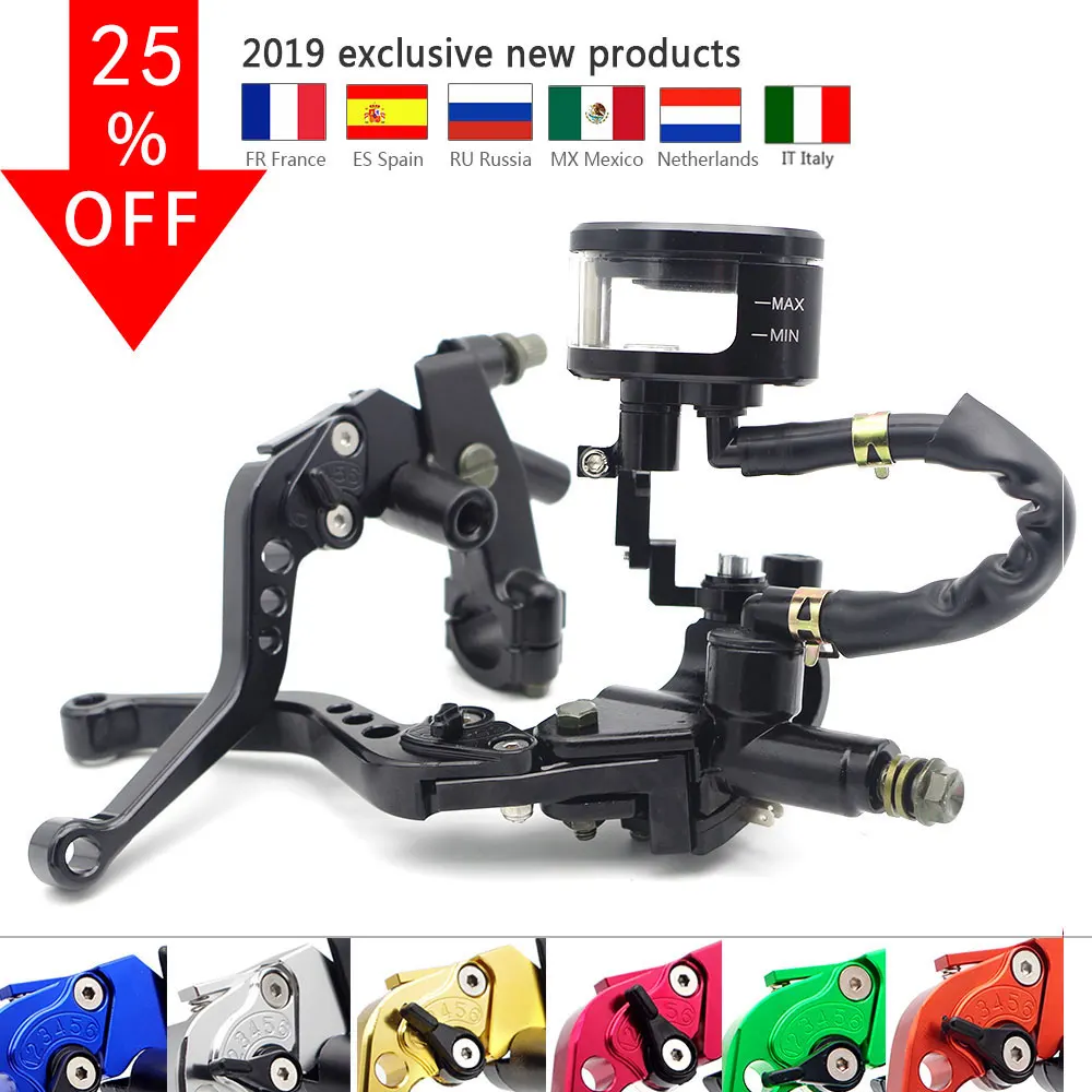 

JINGYI Racing Universal CNC 22mm Motorcycle Brake Clutch Levers Master Cylinder Reservoir Set For Honda Suzuki Kawasaki Yamaha