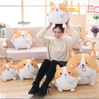 

65cm Cute corgi dog cute puppy Stuffed Plush Toy Doll Pillow round cushion winter pillow birthday gift