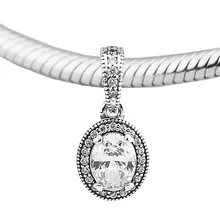 Подходит для браслетов Pandora винтажные Элегантные Подвески с прозрачными фианитами стерлингового серебра 925 пробы-ювелирные изделия бусины