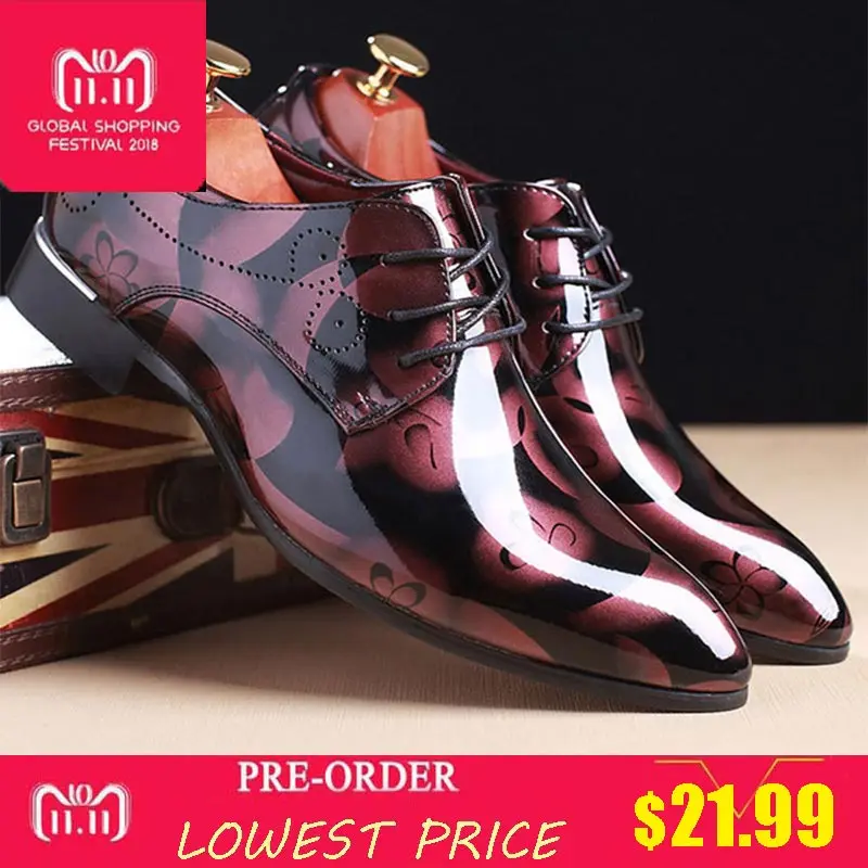 men shoes 2018 hot sales sneakers men PU leather men casual Shoes business formal  Fashion Groom Wedding Shoes Men shoes 39-48