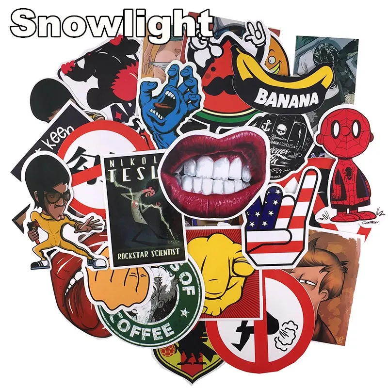 40 Pcs/Set Graffiti Sign Stickers Warning And Logo For Luggage Laptop Toy Phone Car Notebook PVC Waterproof Cool Sticker