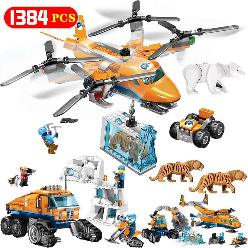 

Hot Cities Series Blocks Compatible LegoINGLYS Arctic Supply Plane Air Transport Scout Truck 90194 Set Technic Bricks Kids Toys