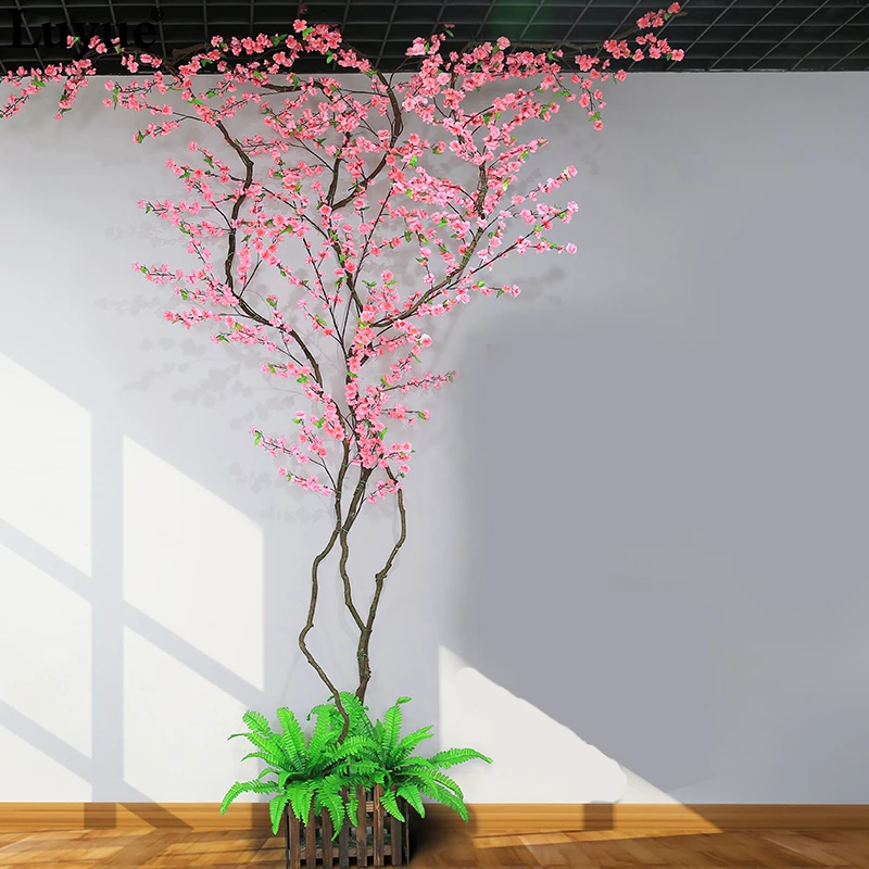 5 Pieces Branch artificial flowers Cherry Blossoms Balcony Bedroom With Decorated View Dead rattan peach branch