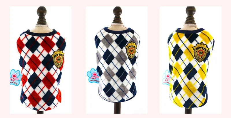 SYDZSW Pet Clothing Dog Puppy Coat Fashion Rhombus Plaid Printed Small Dog Vest Costume Soft Flannel Cat Apparel Lots In Stock