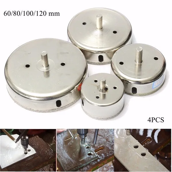 4pcs 60/80/100/120 mm Diamond Hole Saw Tile Set Drill Bit for Ceramic Glass Tile Cutting Porcelain Marble Drill Bit 4pcs 60/80/100/120 mm Diamond Hole Saw Tile Set Drill Bit for Ceramic Glass Tile Cutting Porcelain Marble Drill Bit