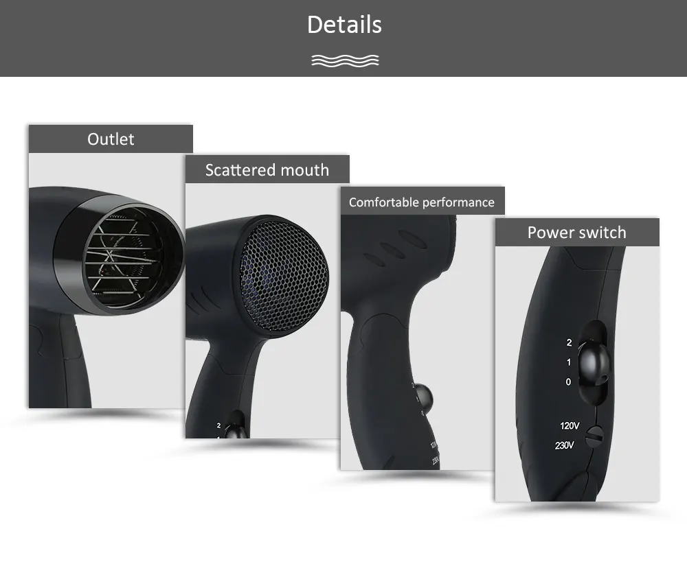 Guowei GW - 6011 Electric Mini Folding Compact Travel Hair Blow Dryer