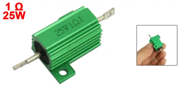 25 Watt 1 Ohm Chassis Mounted Housed Axial Lead Resistor Green
