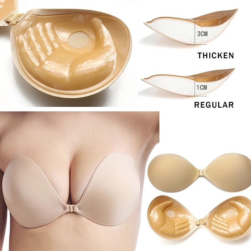  New Sexy Strapless Backless Bra Super Push Up Invisible Non Slip Plus Size Self Adhesive Bra Silico
