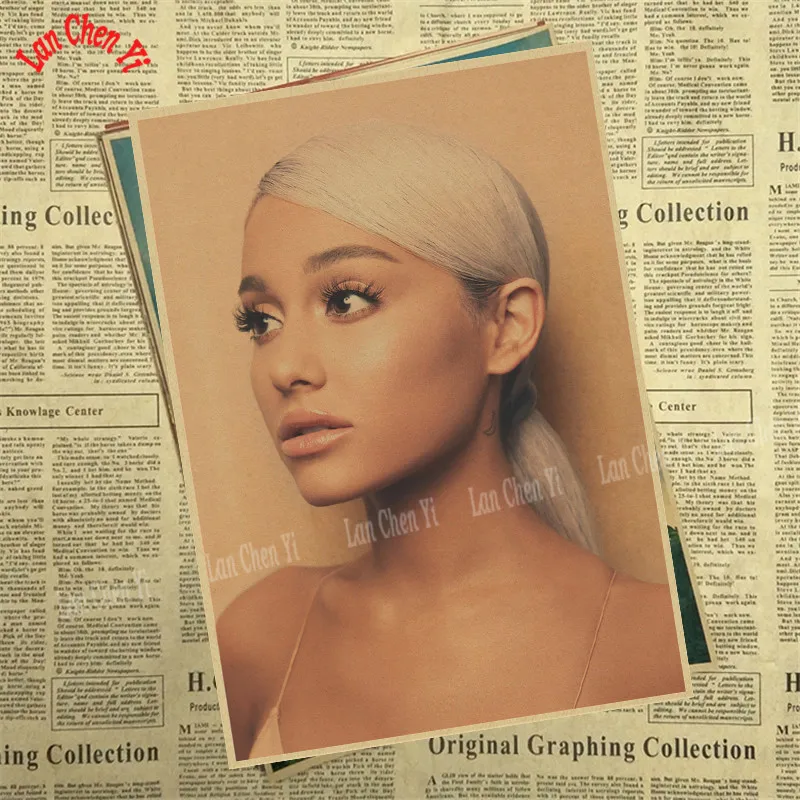 Ariana grande Pop Music Girl Star Kraft Paper Poster Wall Pictures For Living Room Home Decoration Decor - Цвет: Темный хаки