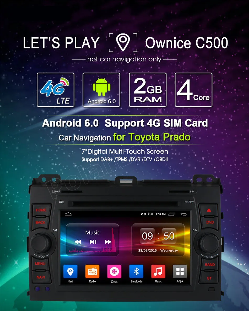 " 7-дюймовый Android 6.0 Quad Core dvd-плеер Автомобиля GPS Радио для Toyota Hilux VIOS Старый Camry Прадо RAV4 Прадо 2003-2008