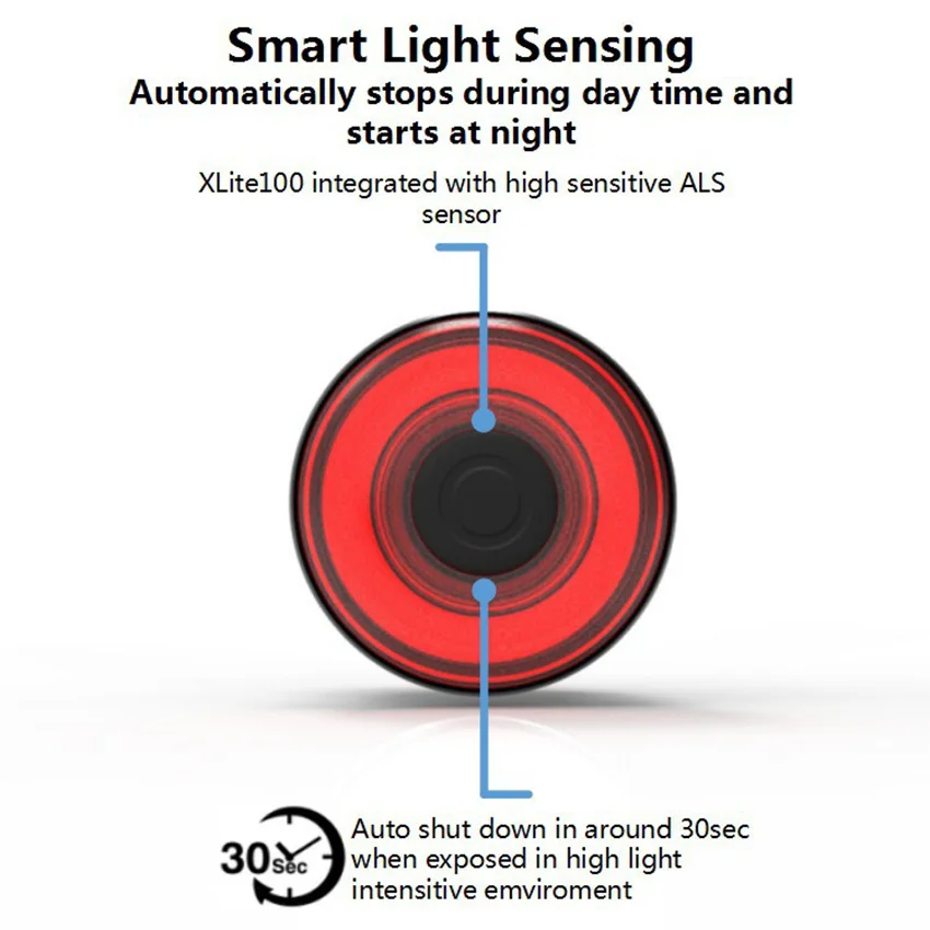 Xlite100 габаритные огни для велосипеда Smart Intelligent Auto Велоспорт Сенсор стоп-сигналы зарядка через usb дорожный велосипед MTB безопасности задние фонари