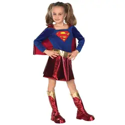 Новый детский Супергерл сексуальная девушка костюм супергероя Косплэй вечерние для супер девочек Детские костюмы и платья