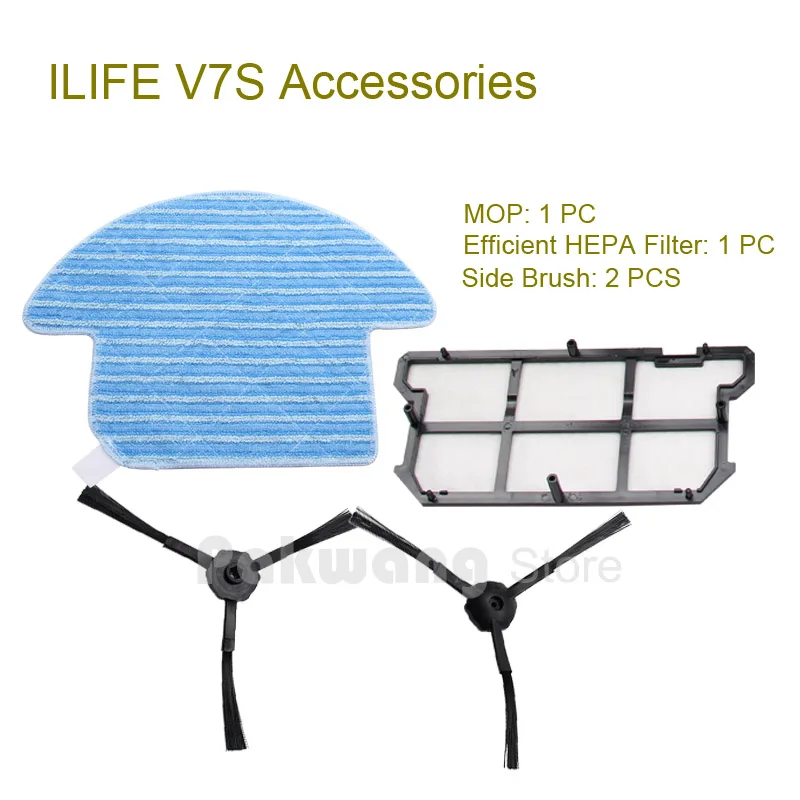 ILIFE V7S Mop And Efficient HEPA Filter 1 Pc Side Brush 2 Pcs Of Original Robot