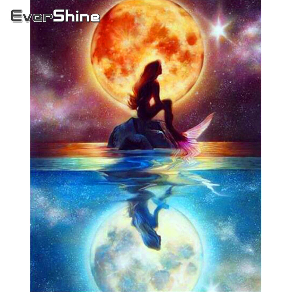 EverShine 5D Diamond Mosaic Full Display Girl Embroidery Sale Mermaid Pictures Of Rhinestones Art Beadwork Hobby | Дом и сад