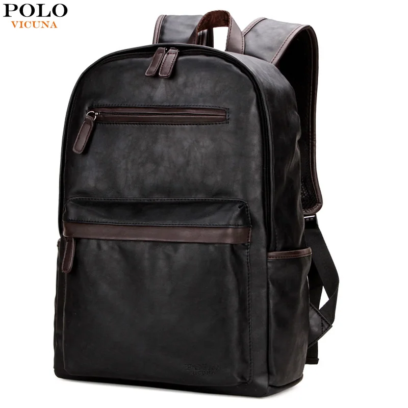 

VICUNA POLO Casual Large Capacity Men School Bag Backpack European American Style Men Bag mochila de couro Male Travel Daypacks