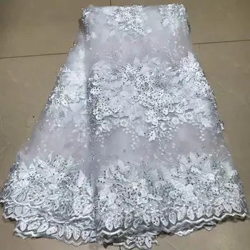 

2019 New style French net lace fabric 3D flower African tulle mesh lace fabric high quality african lace fabric