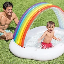 Надувной матрац из ПВХ с радужным облаком для детей, вечерние детские игрушки, бассейн для малышей
