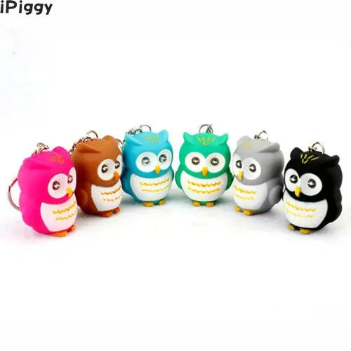 IPiggy 4 цвета мультфильм сова дизайн светодиодный брелок с фонарик динамиком
