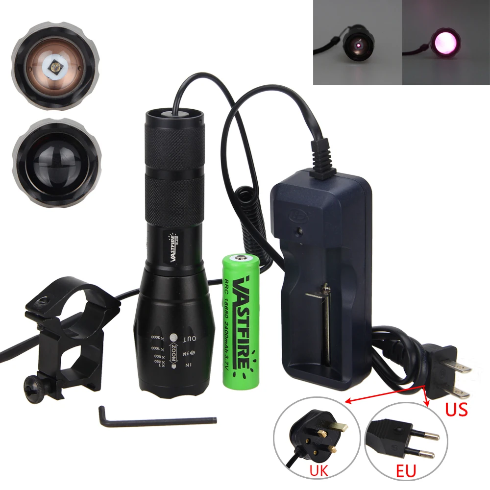 Zoom Infrared Flashlight 7W 940nm IR Night Vision Hunting Torch To be