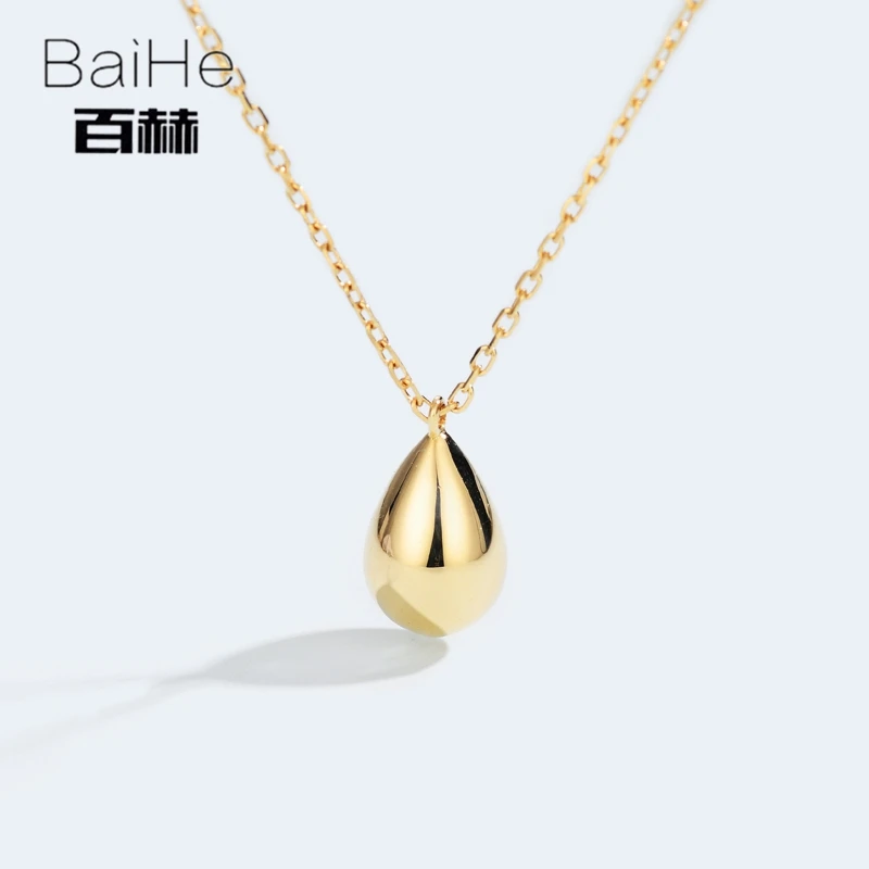BAIHE Solid 14K Yellow Gold Certified Wedding Women Trendy Fine Jewelry Elegant unique gift Necklaces