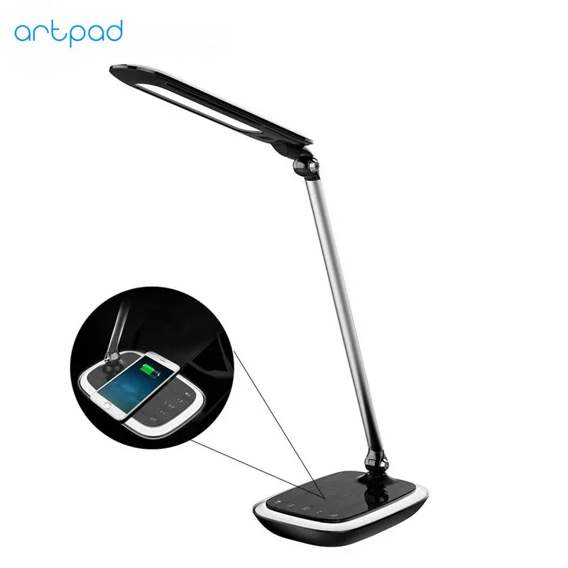

Artpad Energy Saving Wireless Charge Phone Folding LED Table Desk Lamp 3-Grade Brightness Eye-protection Reading Light Black