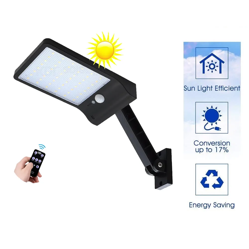 

remote control rotate bracket solar street light 48 LED Solar Light Three Modes Black White Waterproof Outdoor Garden Wall Fence